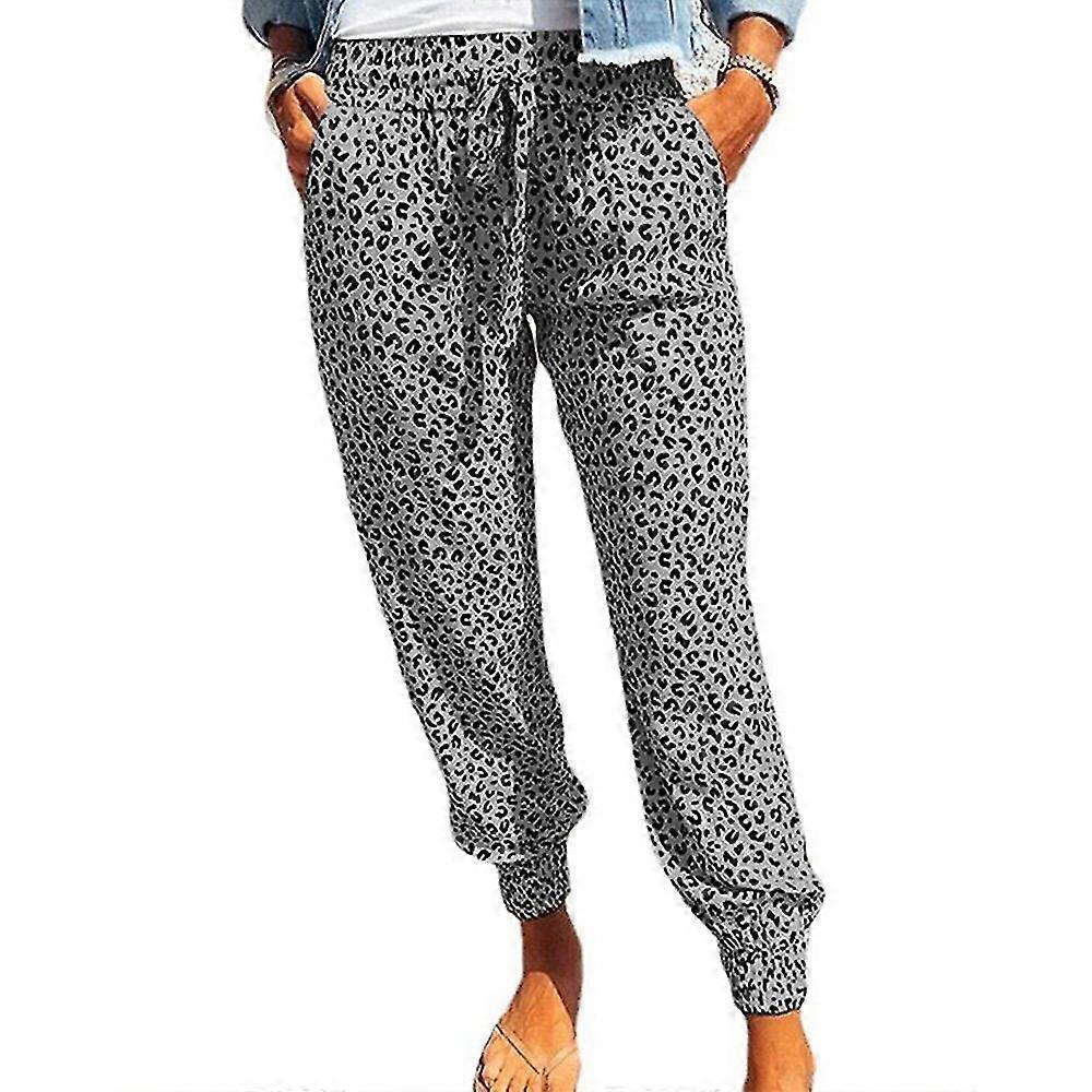 Kvinner Drawstring Elastisk Midje Joggebukser Leopard Bukser Sommer