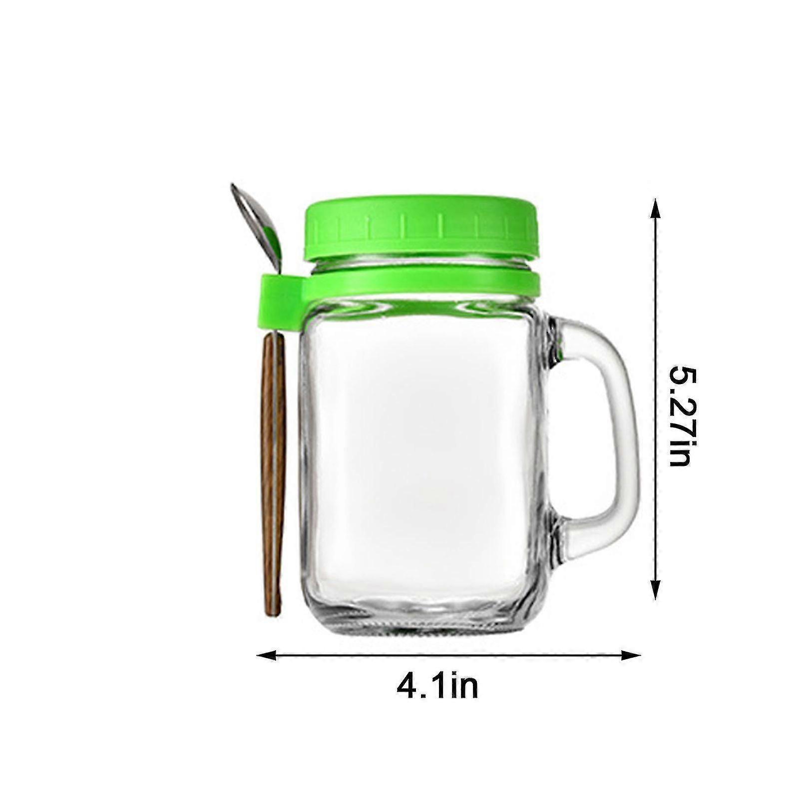 Portable Handle Overnight Oats Jars, Overnight Oats Container With Lid And Spoon, 10 Ounce Grain, Milk, Vegetable And Fruit Vegetabl