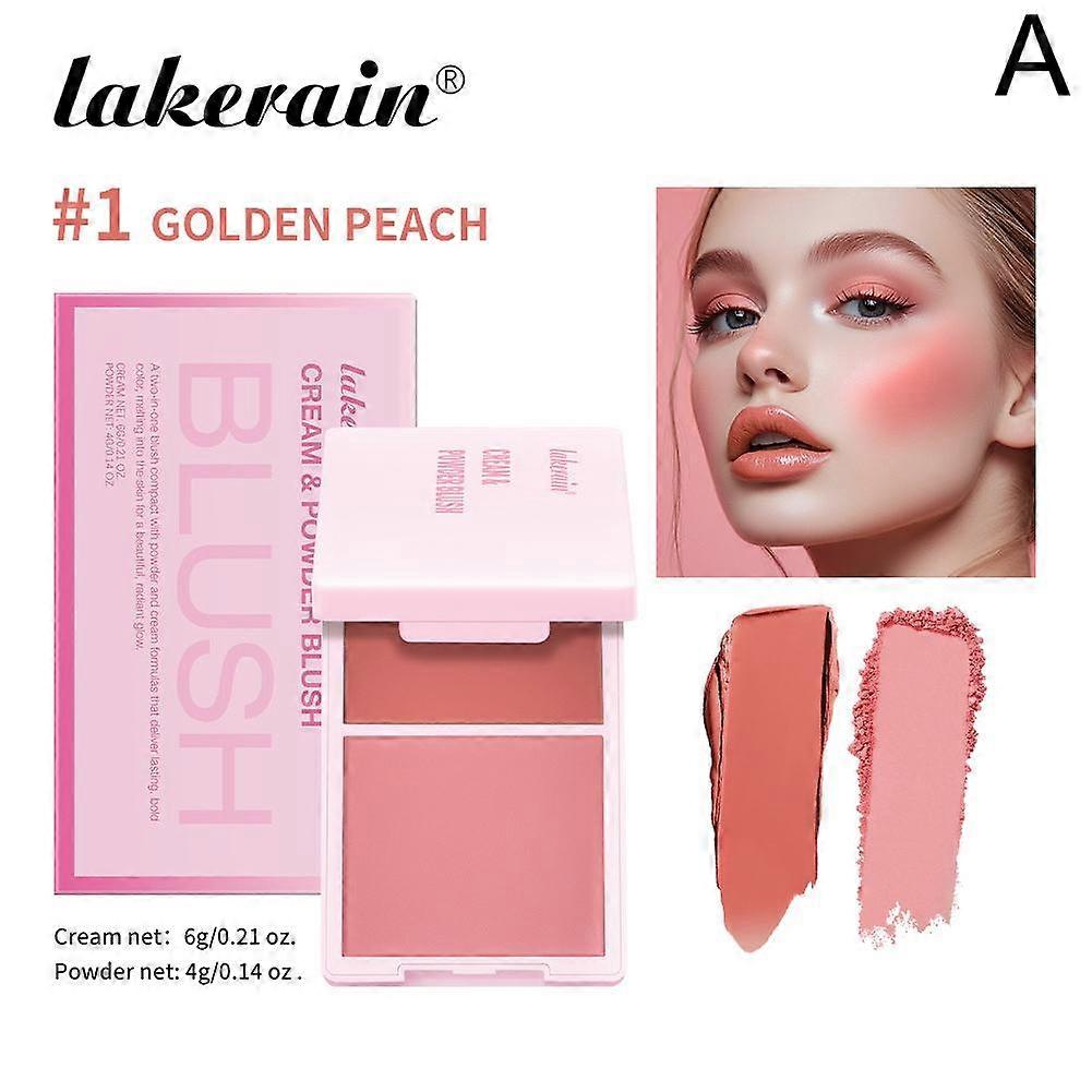2-in-1 Blush Cream & Powder Blush Blush Palette Makeup Long-lasting Wearing