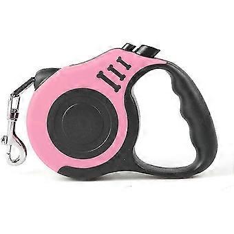 Retractable Dog Leash, 5M Durable Nylon Pet Leash with Non-Slip Handle, Tangle-Free, One Hand Brake. (pink)