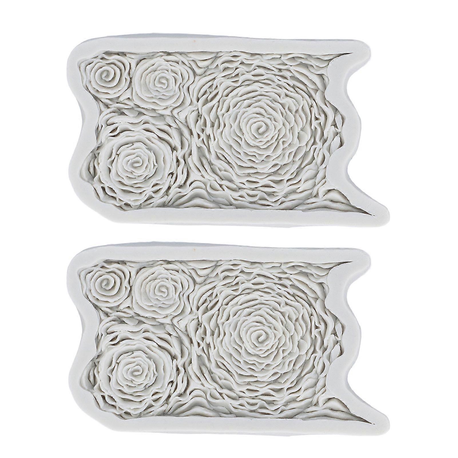 Rose Flower Pattern Silicone Dies: 2 Pack Baking Templates for Creative Chocolate & Cake Crafts