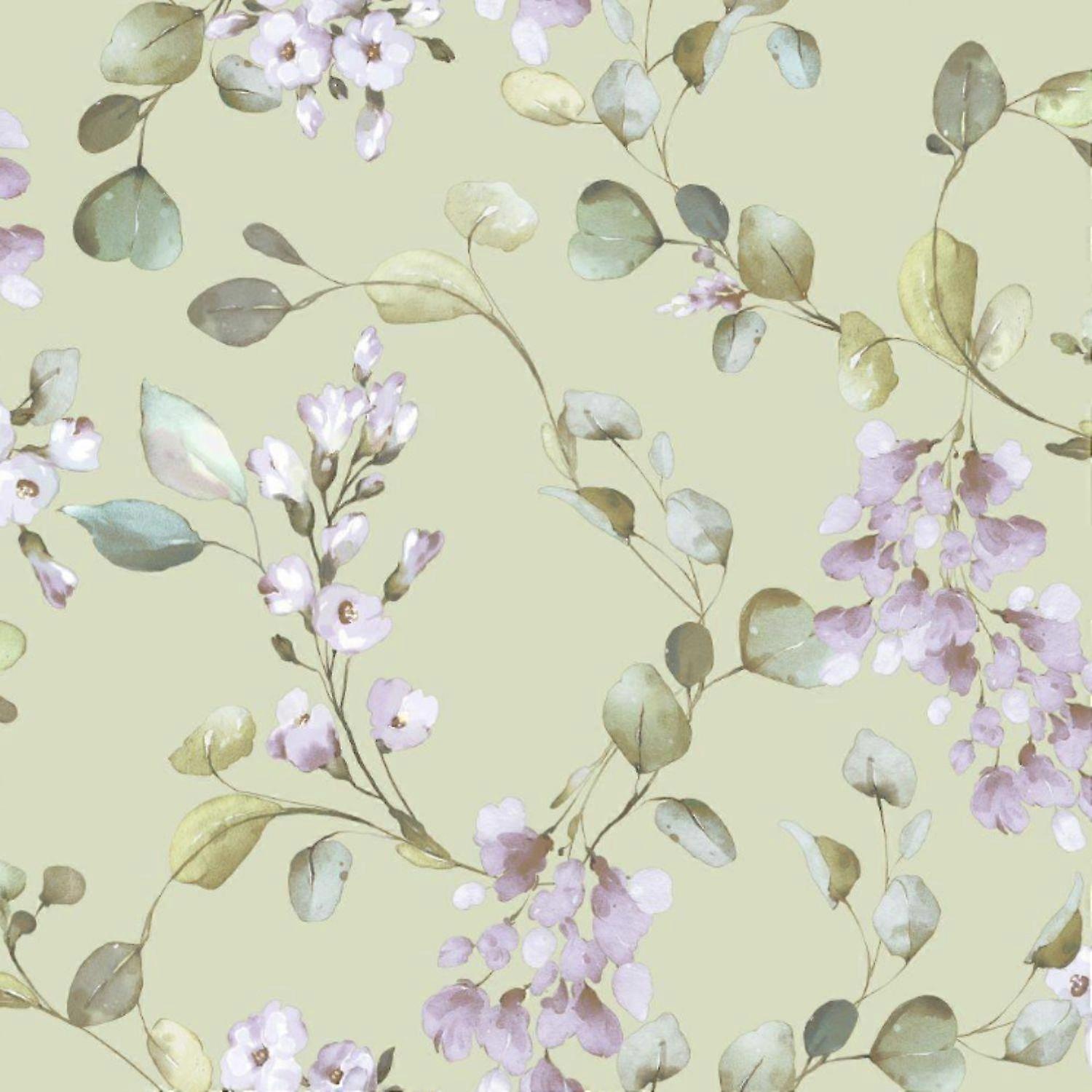 Rasch Rosalie Lillac Flowers Sage Green