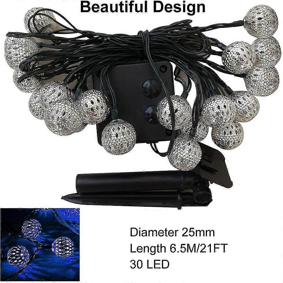 Globe String Lights, 6.5m 30led Waterproof Led Fairy Lights, Outdoor Starry Lights Solar Powered String Lights, Decorative Lighting For Home, Garden