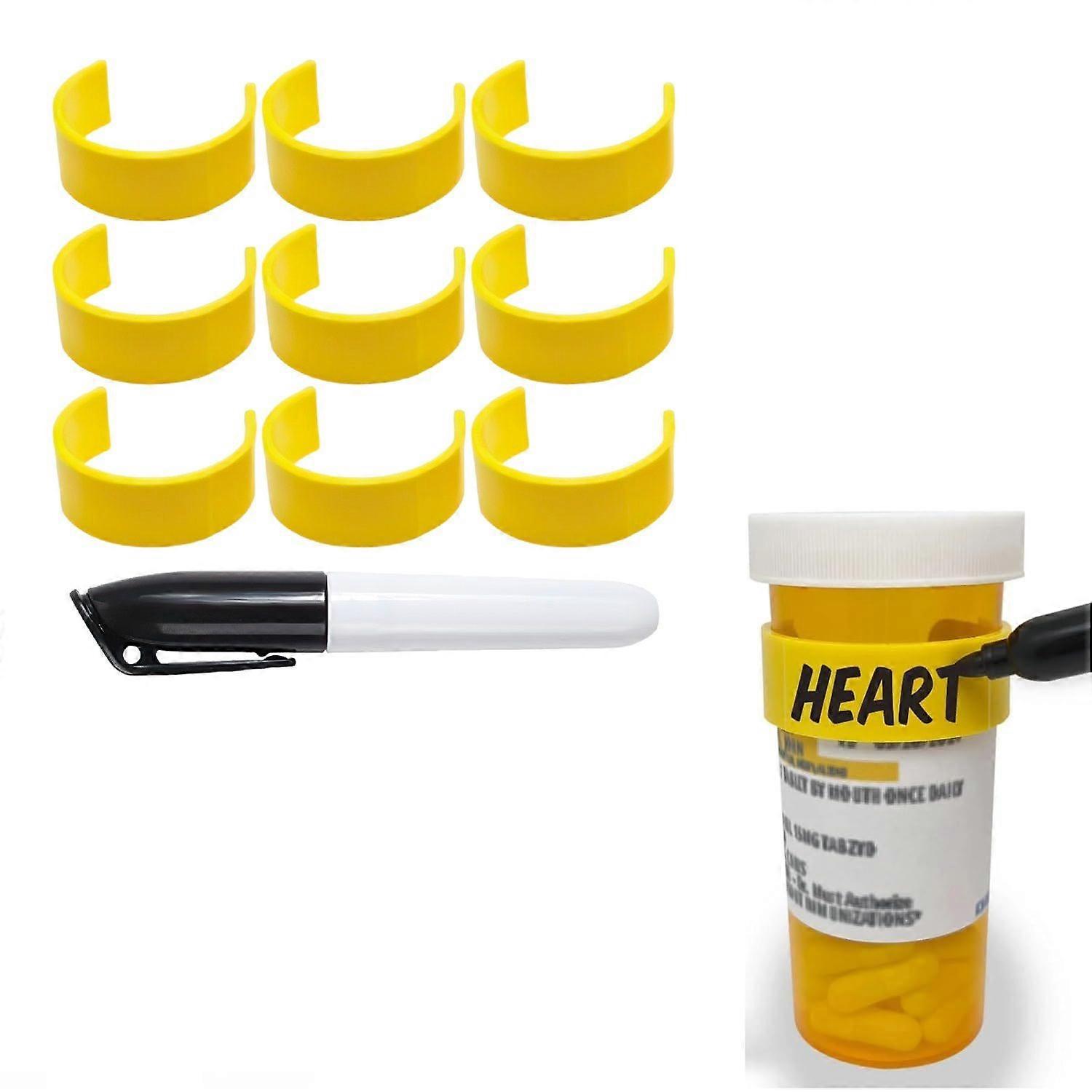 Pill Bottle Clips with Marker, Portable Label Clips for Medicine Bottles, Easy Medication Identification, Perfect for Daily Use & Travel