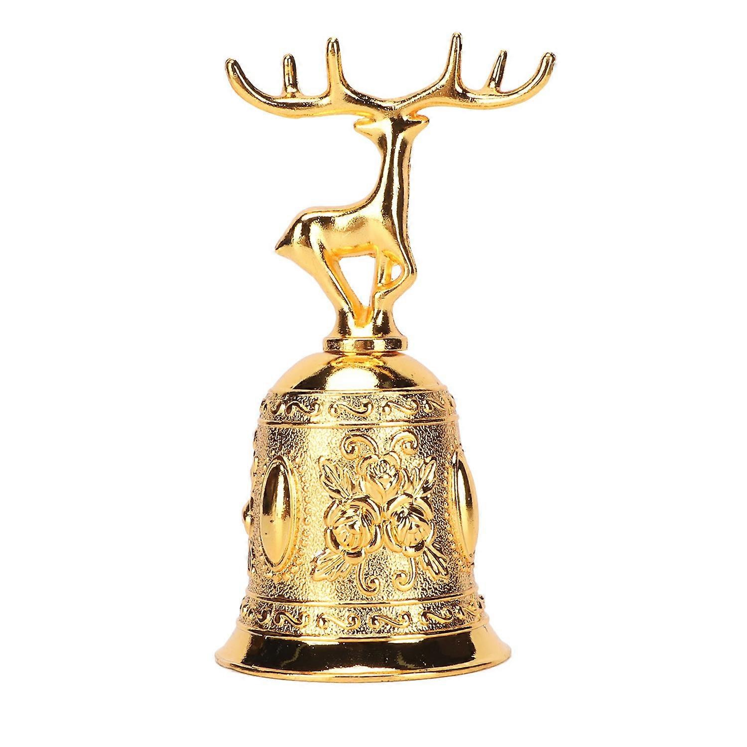 Deer Shape Hand Bell Vintage Plating Process Rustproof Polished Finish Metal Hand Bell for Dining Ta