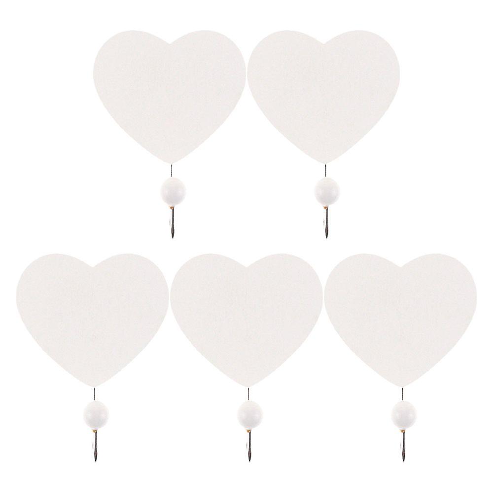 5Pcs Kitchen Hanger Hooks Heart Shape Hole Punched Hook Wall-mounted Hooks