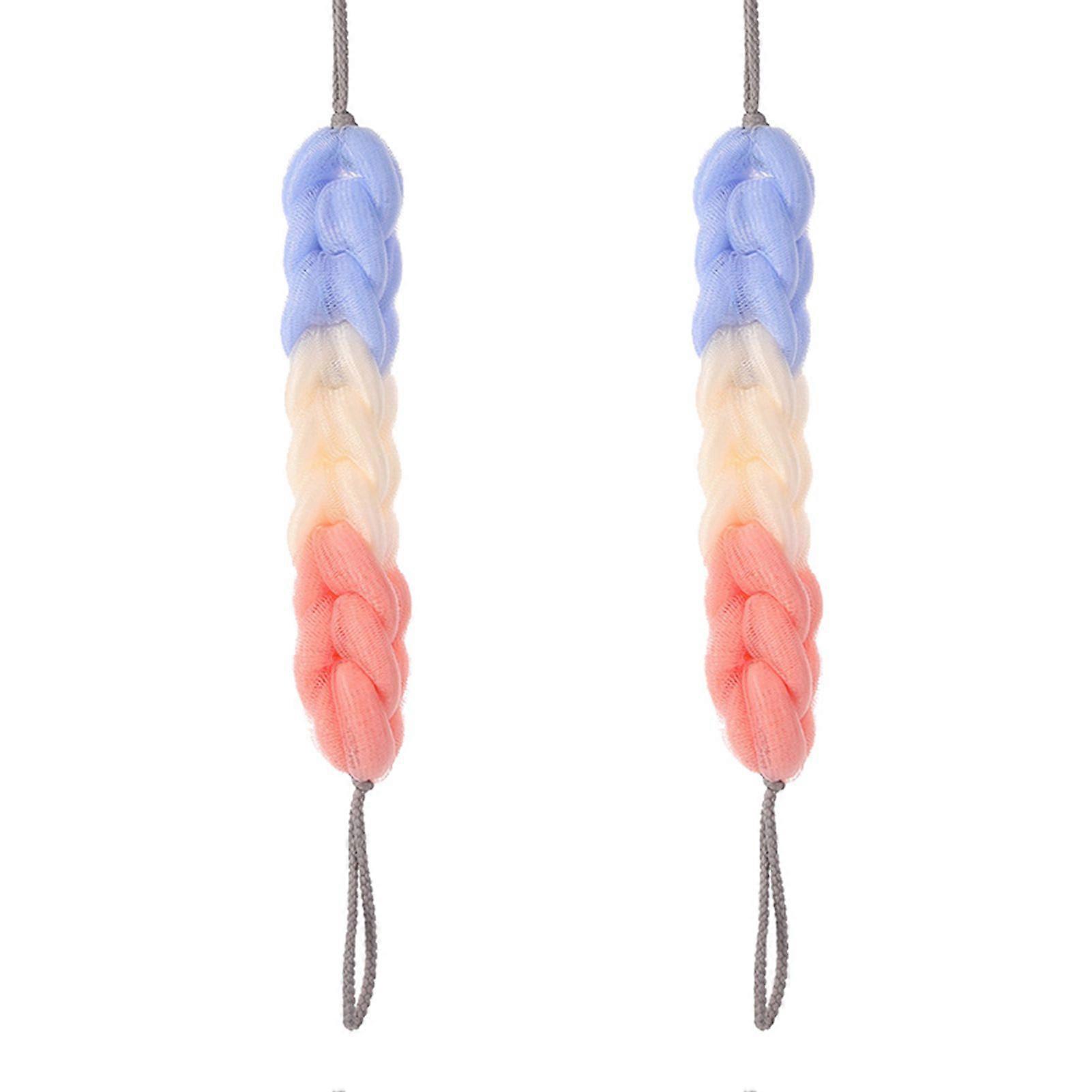 2Pcs Exfoliating Loofahs Stretchable Super Soft Wear Resistant with Rope Handles Flexible Highly Absorbent Simple to Apply Exfoliating Body Scrub Stre
