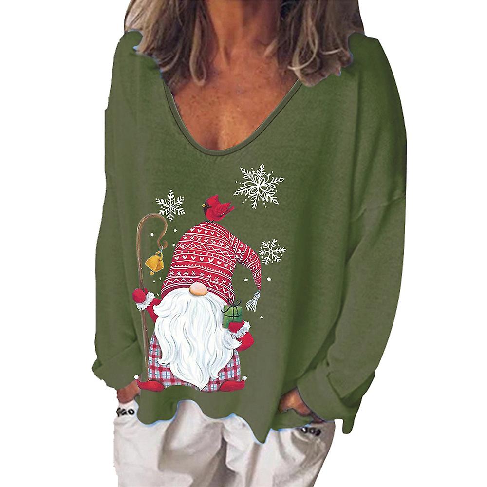 Women Santa Claus Christmas V-neck T 