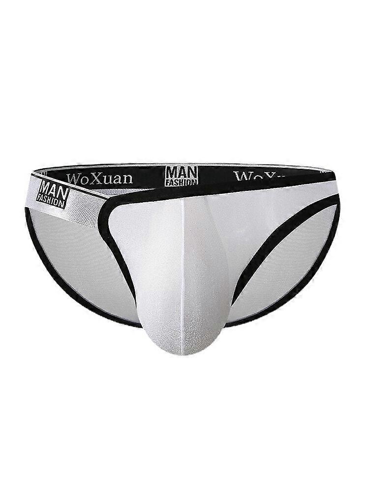 Mens Patchwork Breathable Lightweight Ice Silk Mid Waist Stretch Briefs