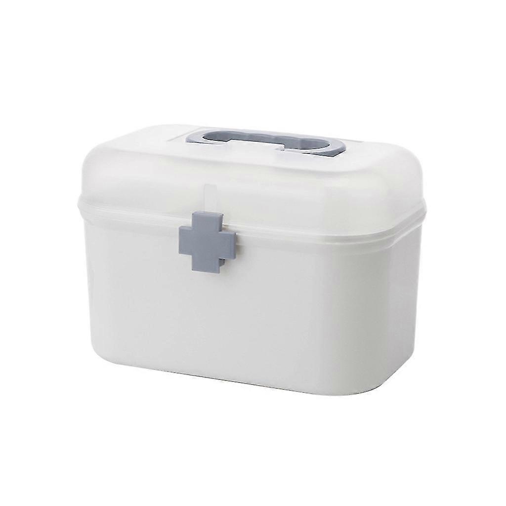 Plastic Storage Box Double Layer First Aid Kit With Handle Removable Tray Portable Emergency Storage