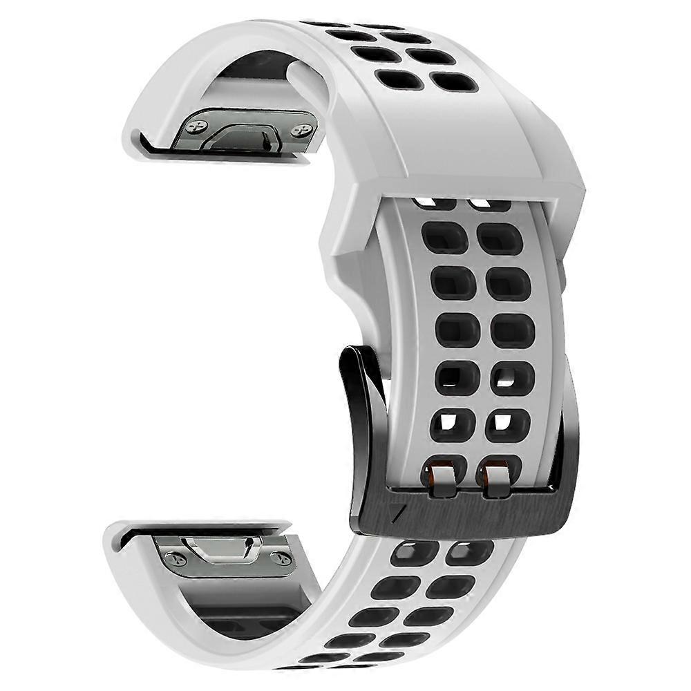 Bracelet de montre en silicone bicolore à deux rangées de trous pour Garmin Fenix 7 26 mm