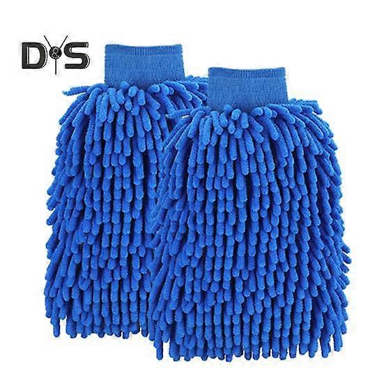 1 Pair Chenille Microfiber Car Wash Mitt Scratch Lint Free Double sided Cleaning Strong Water Absorption Thickened Car Wash Gloves