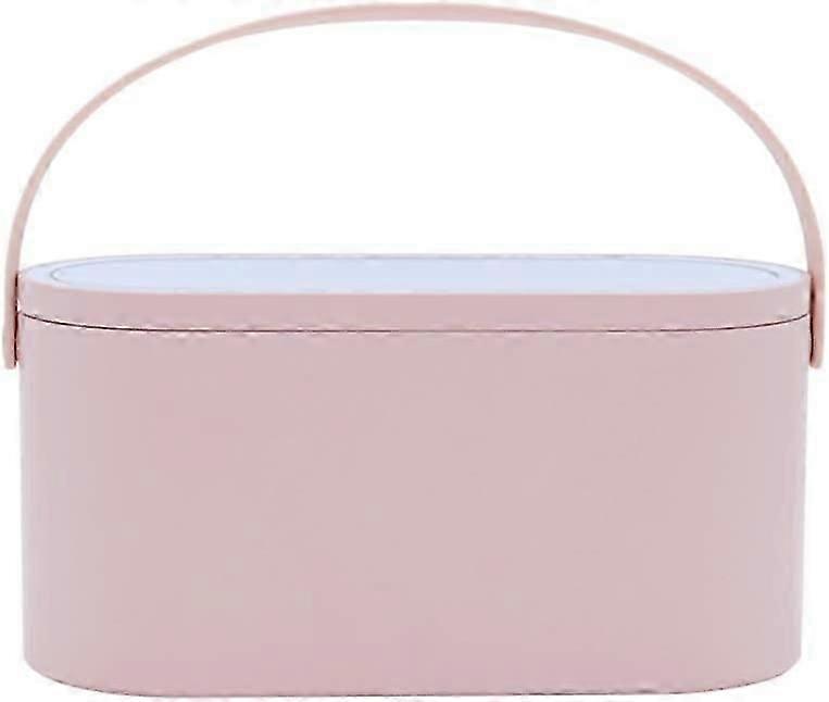 Makeup Case with Touch LED Light Mirror and Handle,Makeup Organiser,Pink Makeup Storage Box