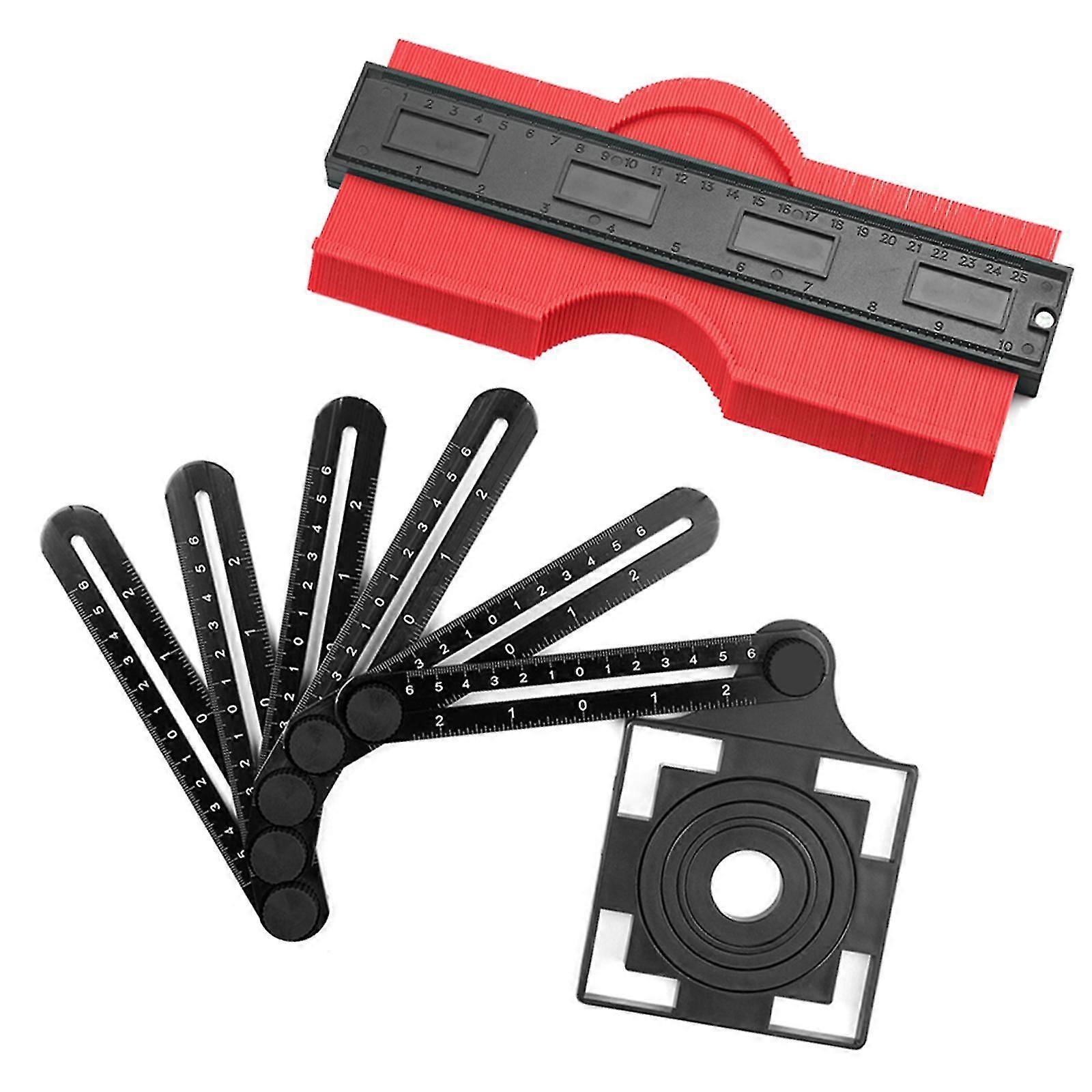 Universal Ruler Contour Gauge Tool 6-sided Multi Angle Measuring Tool