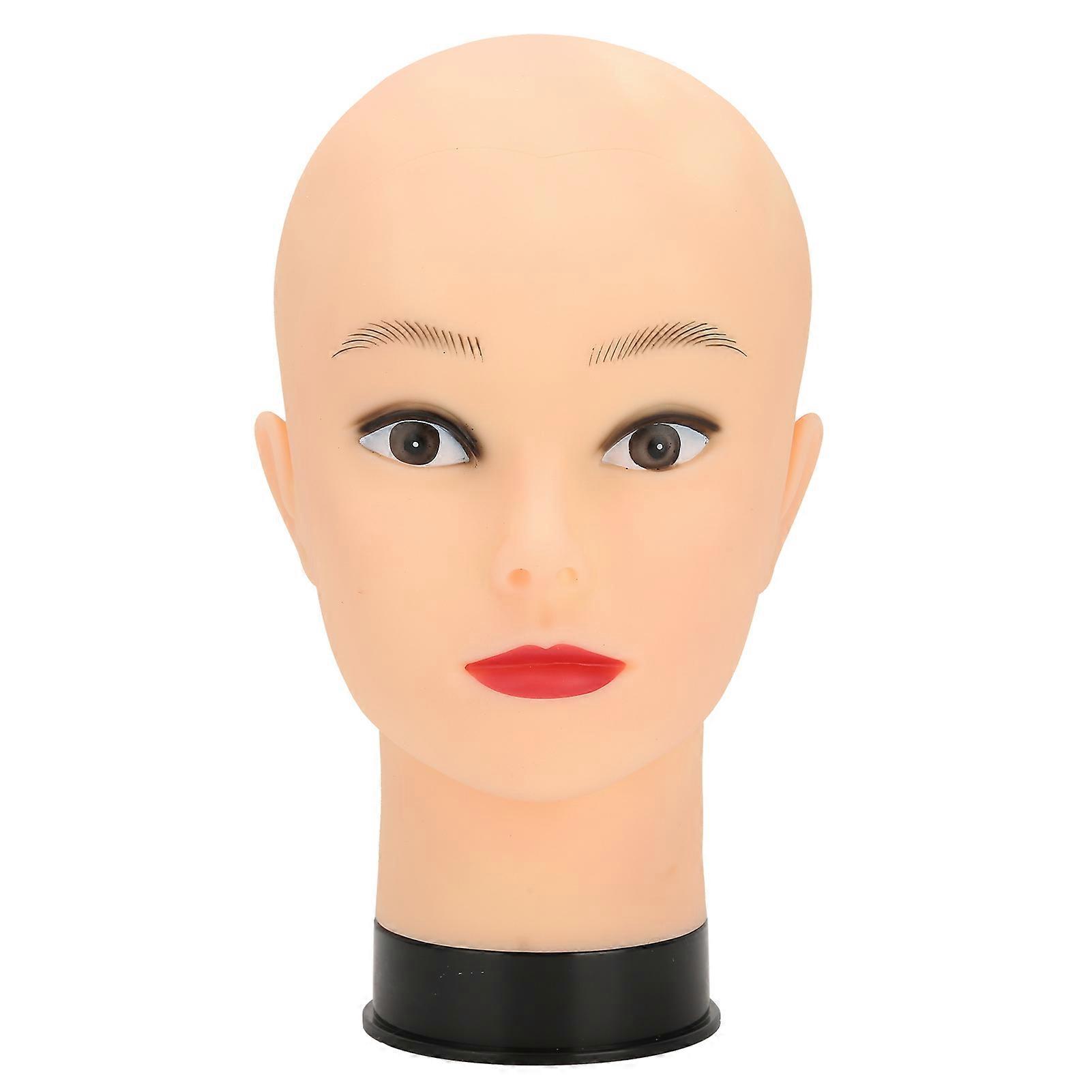 Bald Mannequin Head Makeup Training Practice Hat Wig Display Mannequin Head (Black Base)