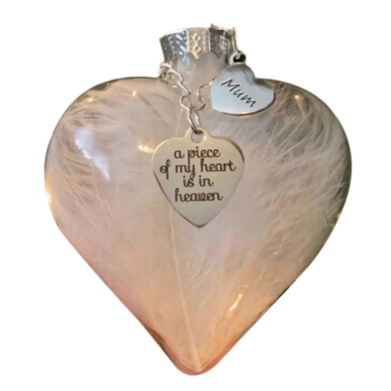 Heart-shaped Feather Memorial Pendant