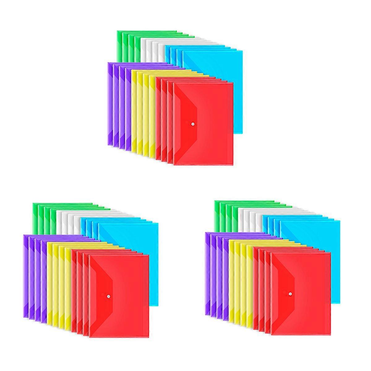72Pack Plastic Envelopes with Snap Closure, Plastic File Folders for Documents A4 Clear Envelopes F