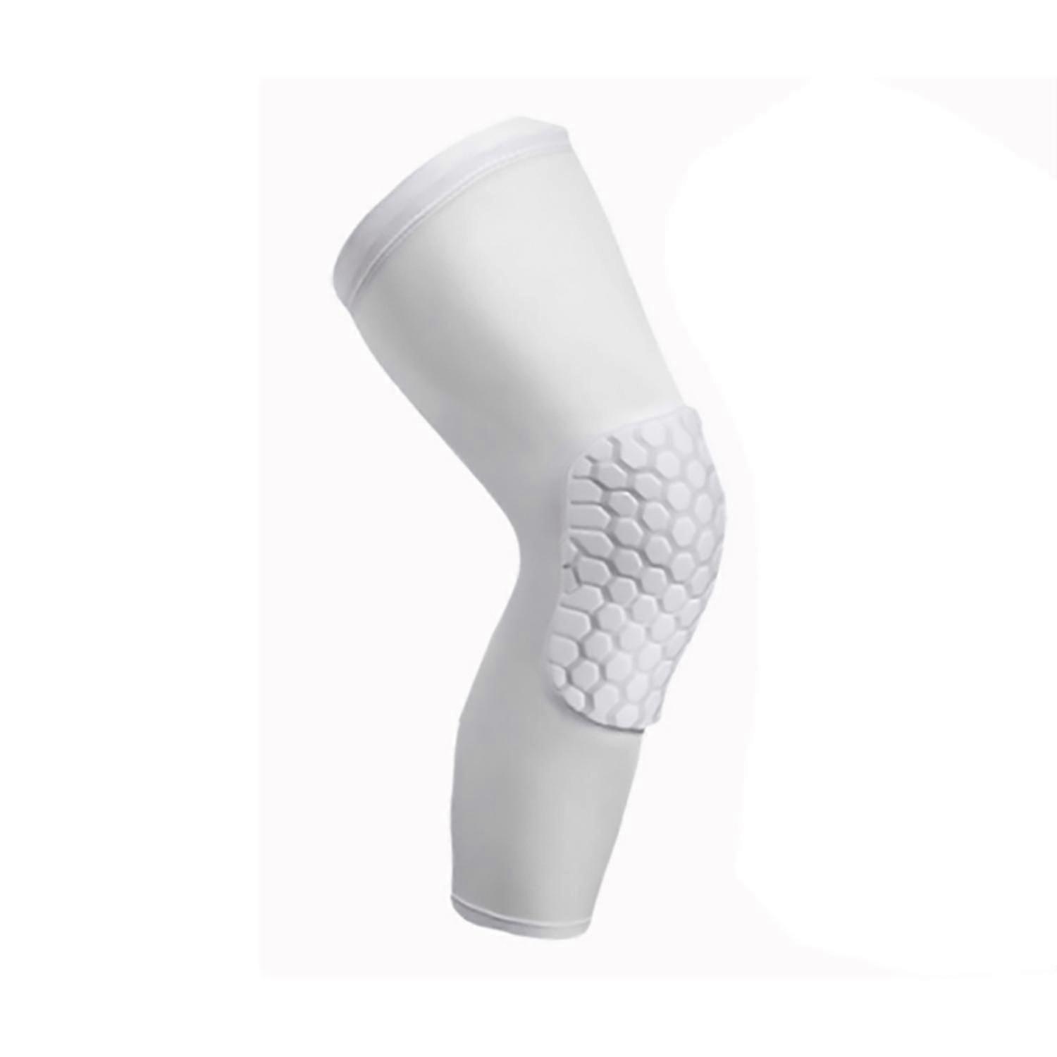 1 τεμάχιο αναπνεύσιμο αθλητικό ποδόσφαιρο μπάσκετ επιγονατίδα ποδιού με κυψελωτή βάση S λευκό