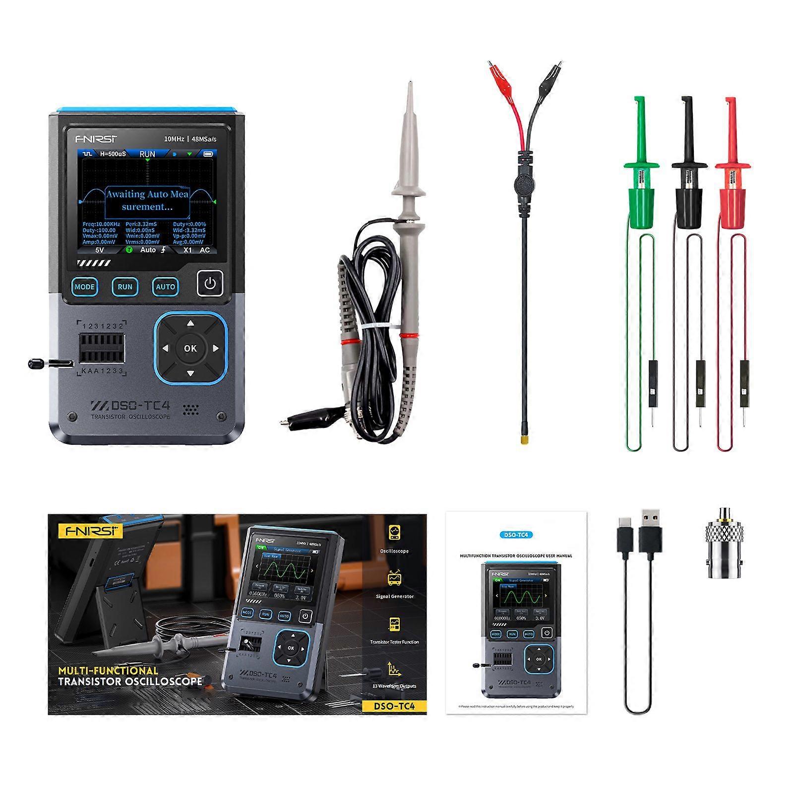 DSO-TC4 3 in 1 Digital Oscilloscope Transistor Tester 10MHz Bandwidth 48MSa/s Sample Rate Portable Multifunctional Electronic Tester for Electricians