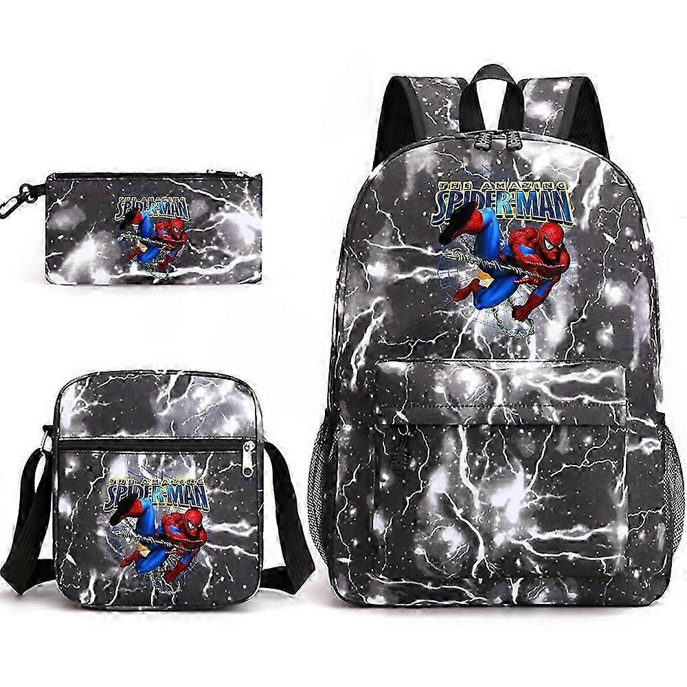 Spider-Man School Bag Backpack Pencil Case Shoulder Bag Three-piece Set _14