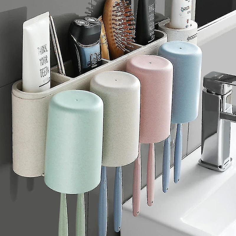 Wall Mount Toothbrush Holder Cup Plastic Toothpaste Toothbrush Holder Comb Organizer Accessori