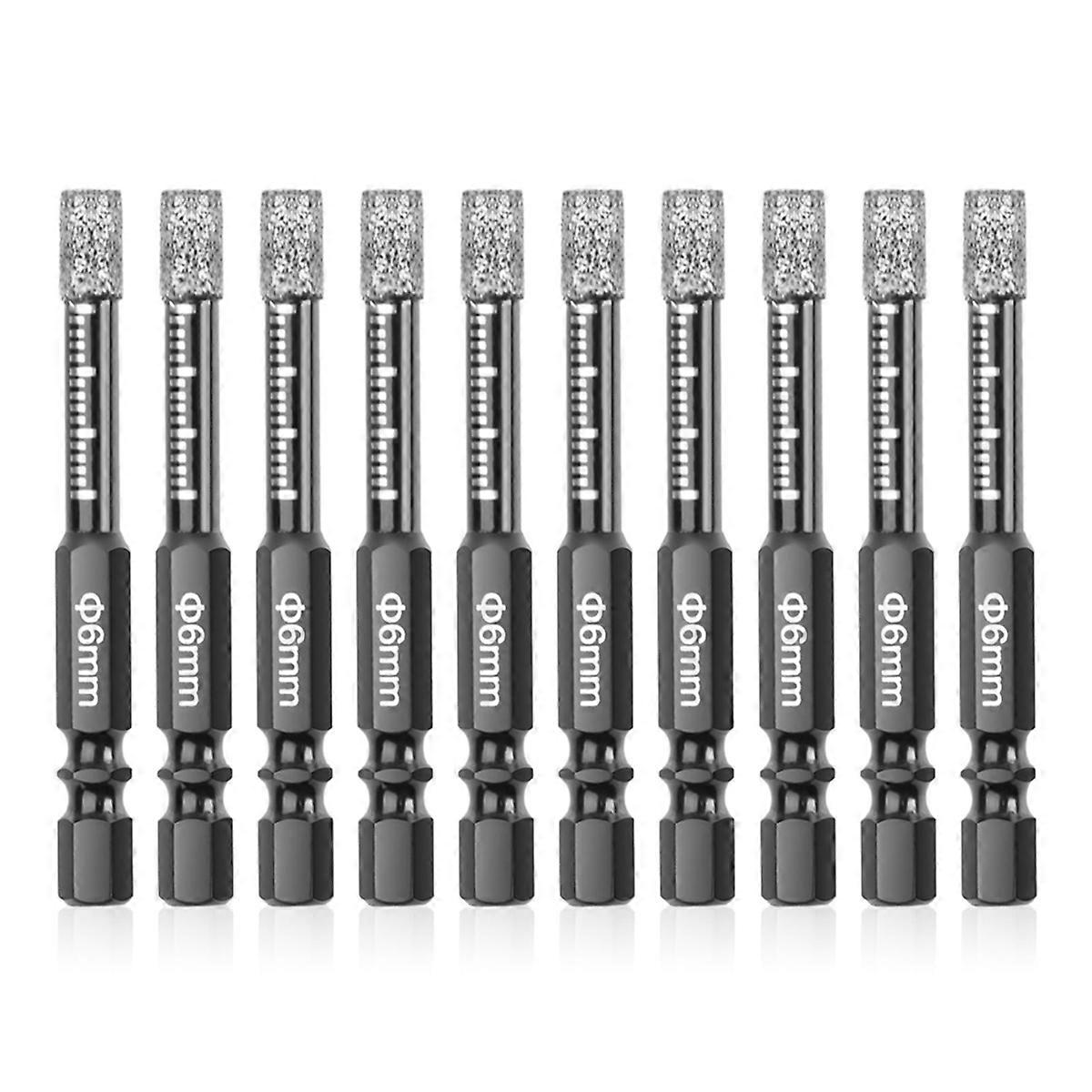 10Pcs Diamond Drill Bits,6mm Dry Diamond Core Drill Bit Set
