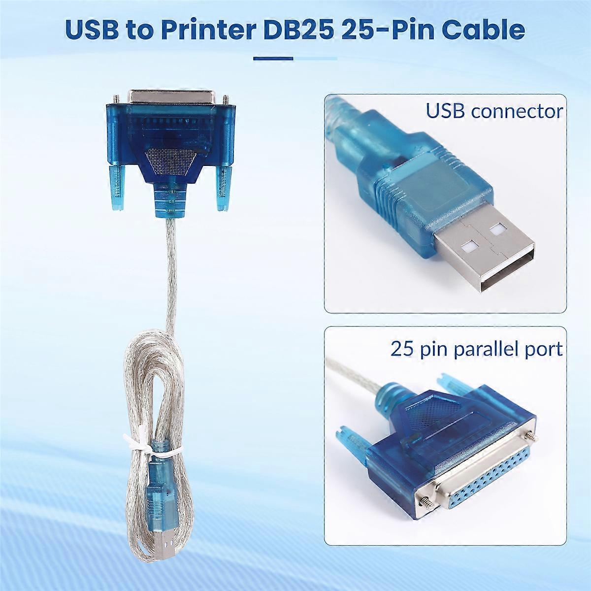 USB to Printer DB25 25-Pin Parallel Port Cable Adapter
