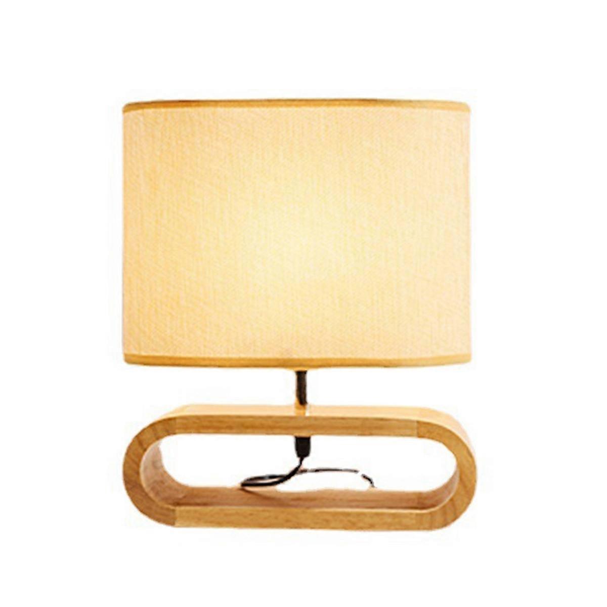 Nightstand Table Lamp With E27 Warm Light Nordic Wood Base EU Plug