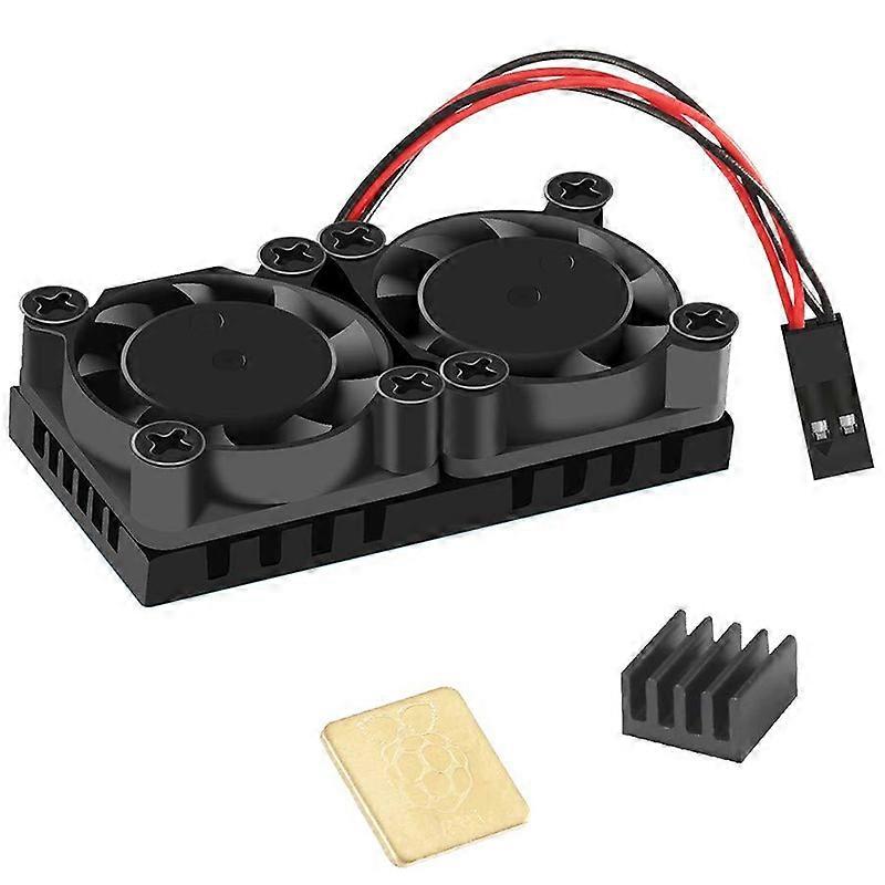 with Heat Sink Double Cooling Fans Cooler for Raspberry Pi 4B