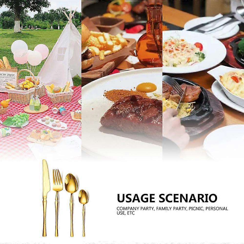 24-Piece Stainless Steel Flatware Set for 4, Silver, Mirror Finish