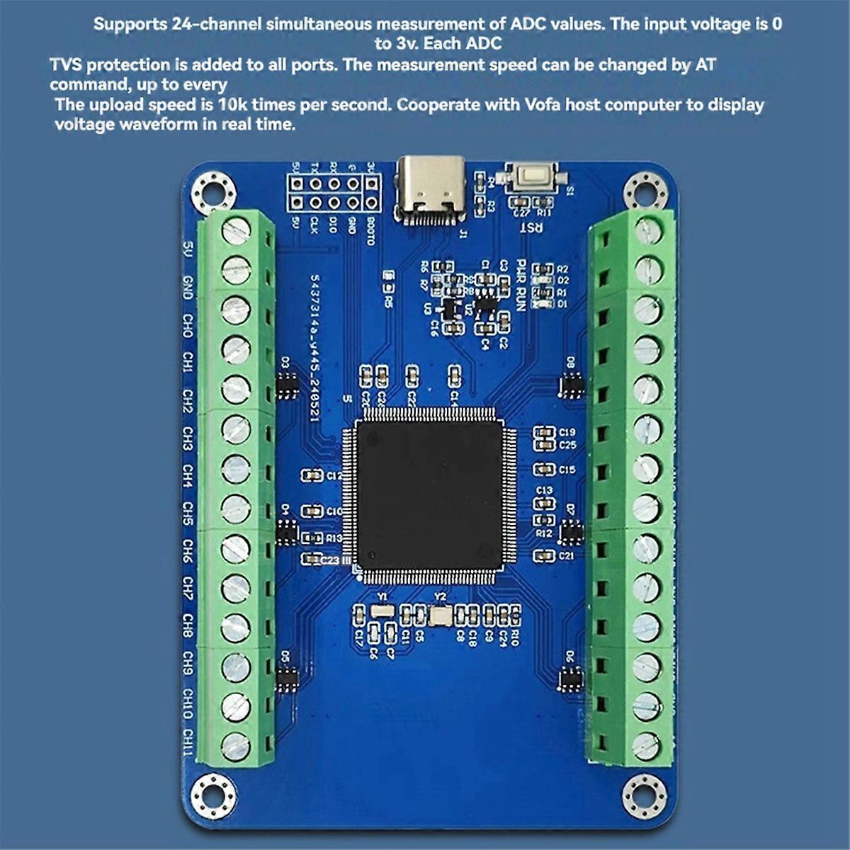 Sampling Module STM32F407ZET6 24-Channel 12Bit AD Sampling Module Data Acquisition Type-C Interface 