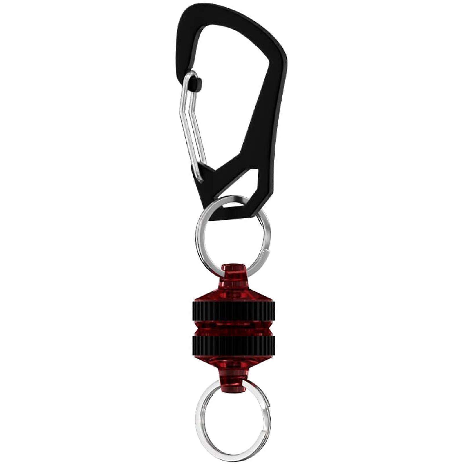 Fly Fishing Magnetic Net Release Holder Magnets Clip Landing Net Connectors with Carabiner Clip  Red