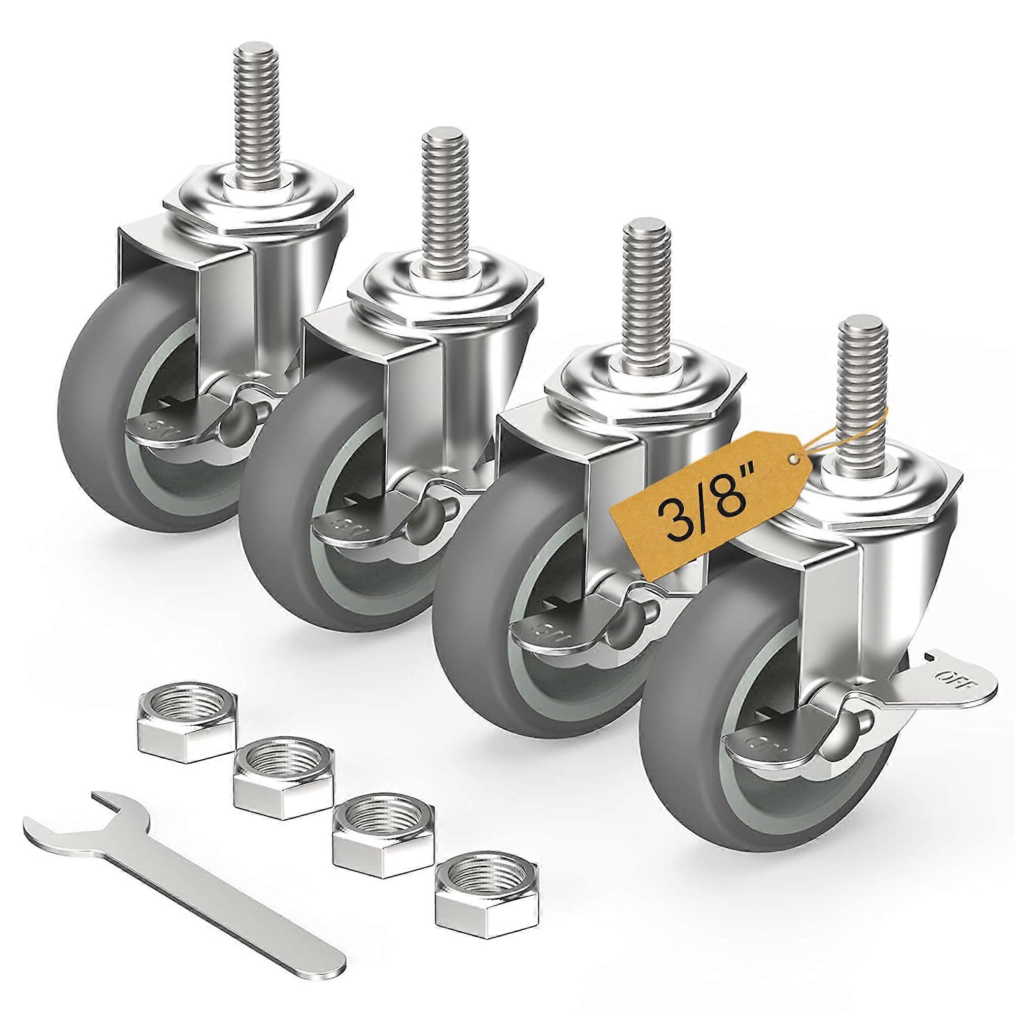 Set of 4 locking casters for 3" swivel threaded rods