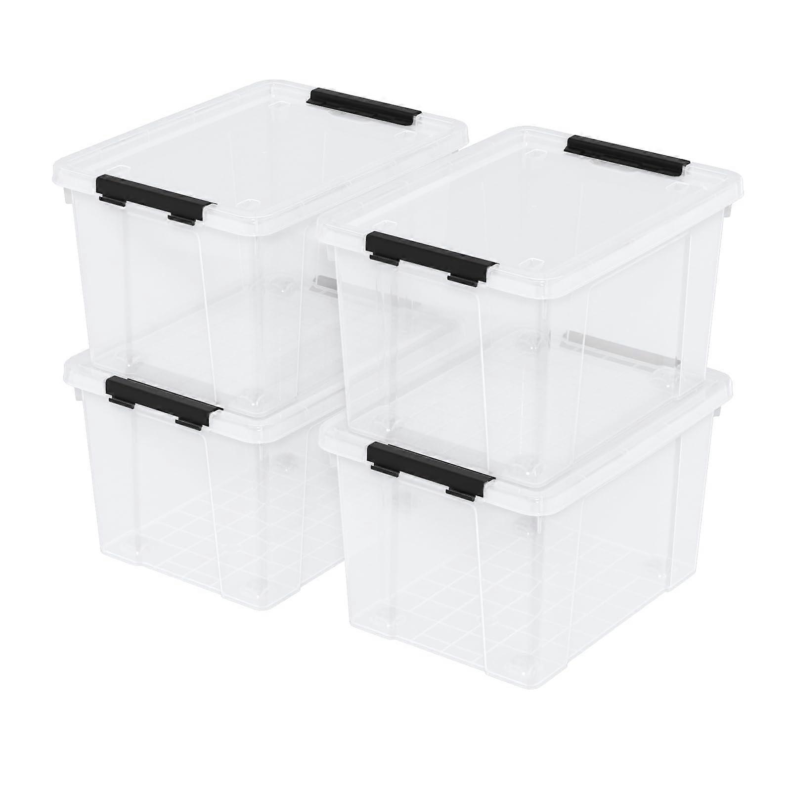 4 Pack Clear Storage B with Wheels for Storage Box 22 Quart