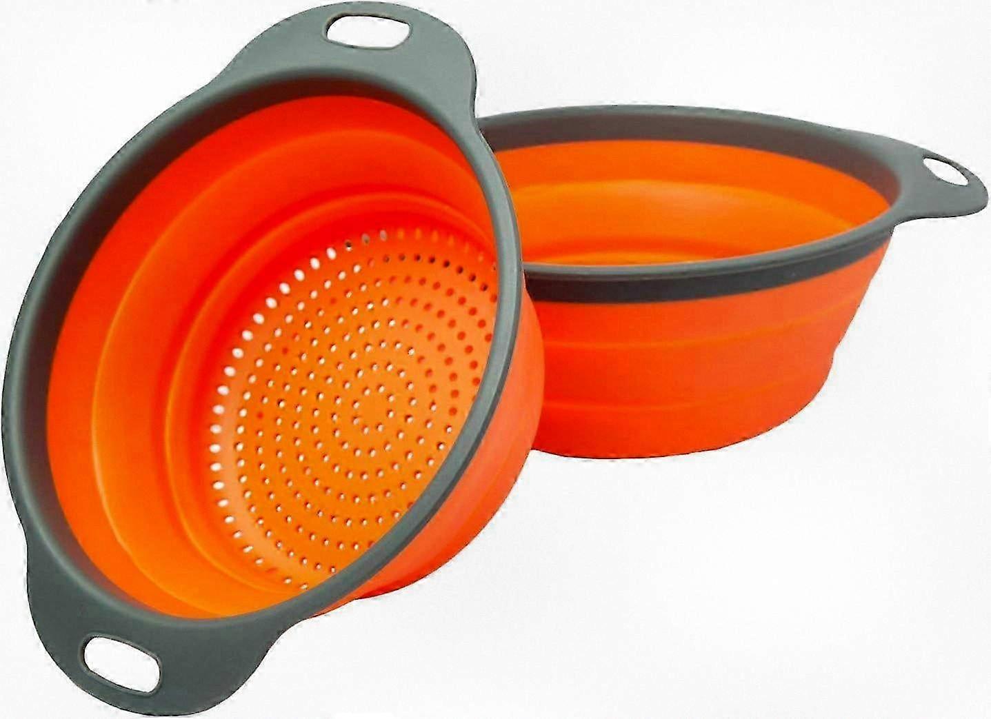 2-Piece Collapsible Colander Set - Foldable Strainers in 8-Inch Sizes