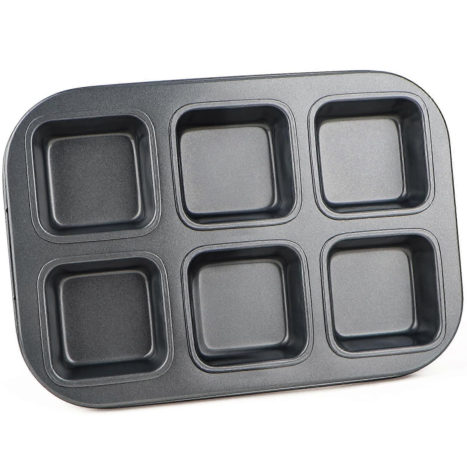 Nonstick Square Brownie Pan for Oven Baking with 6 Cavity