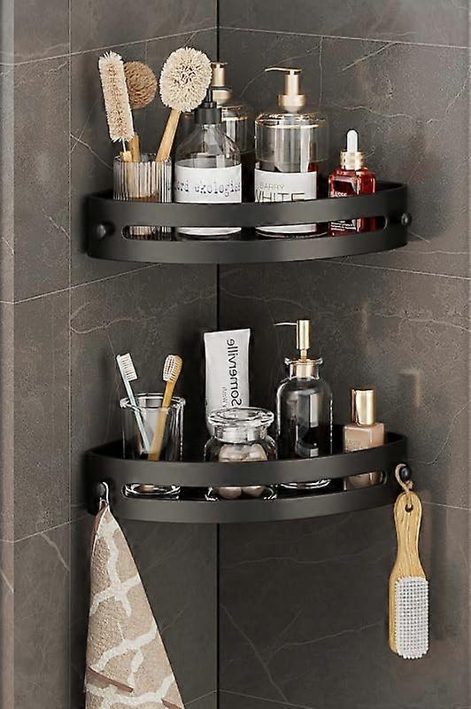 Anti-Rust Space-Saving Shower Shelf Set for Bathroom Storage Rack Wall-Mounted Organizer