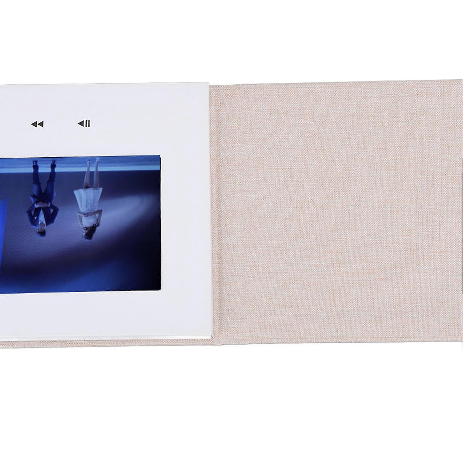7 inch Video Greeting Card, Video Brochure, Electronic Greeting Card with LCD Screen for Birthday Gift, Hard Paper, Linen Style, 2GB Memory