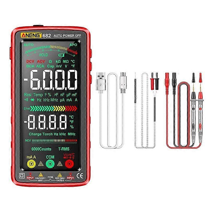 ANENG 682 Smart VA Reverse Display Rechargeable Multimeter 682 Red