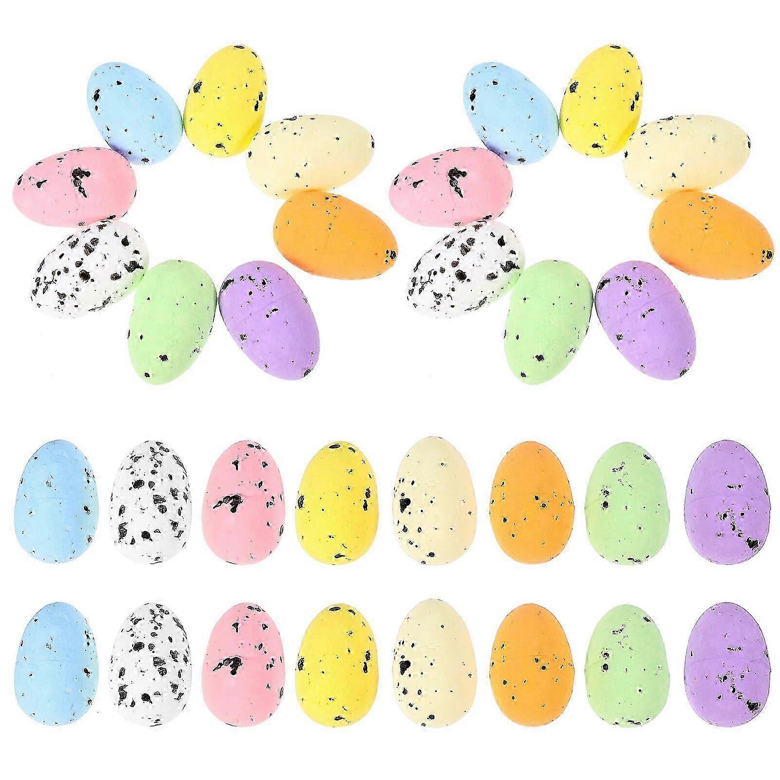 60pcs Simulated Bird Egg Decorations Easter Eggs Ornament Reusable Foam Eggs Easter Party Layout