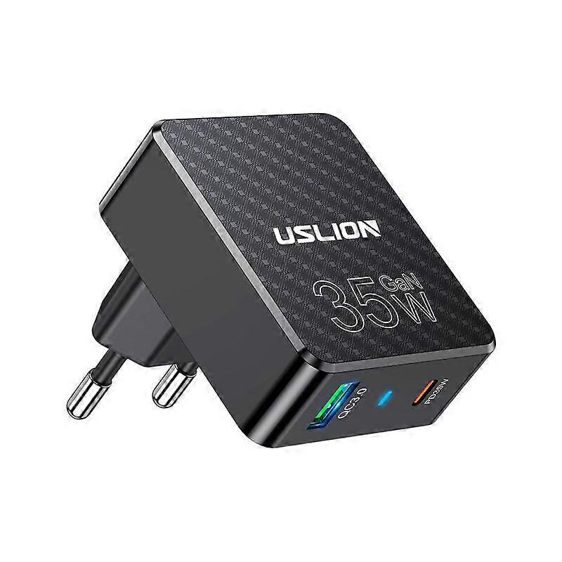 Bk306 35w Dual Usb-a & Usb-c Charger, Fast Charging, Compact Design, Eu Plug, Black/white, Portable Travel Adapter