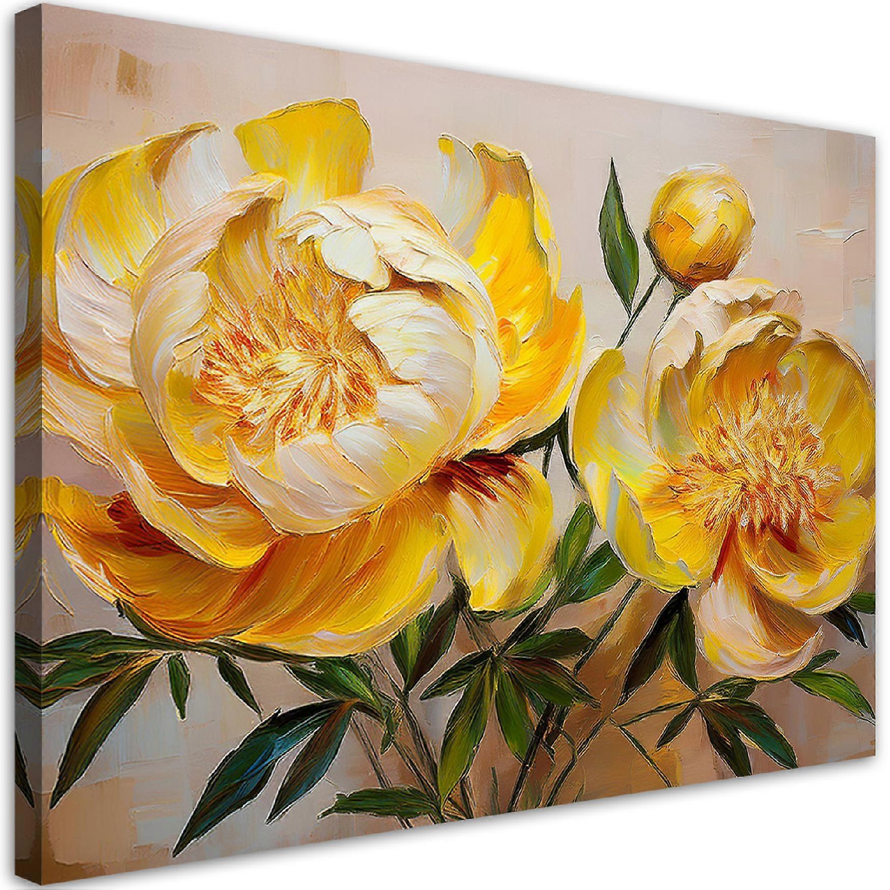 Lienzo Flor pintada con peonía amarilla - 100x70