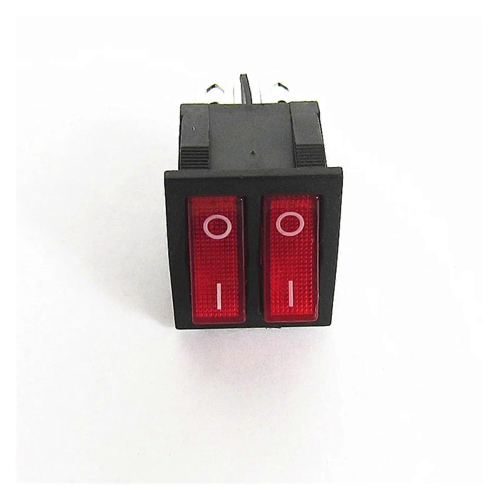 Rocker Switch Six-Leg Double Rocker Switch With Green And Red Indicator Light On/Off Suitable For Baking Tray Red