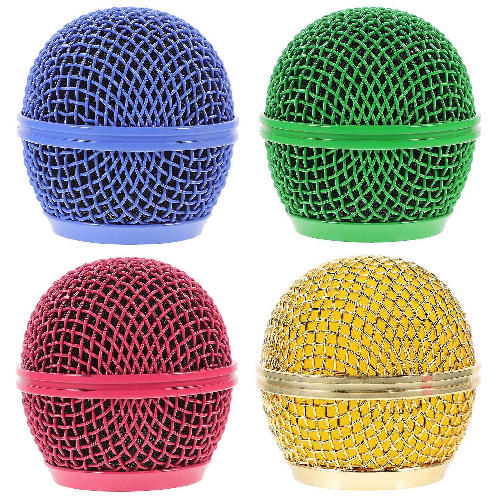 4pcs Microphone Grill Heads Mic Head Mesh Grill Replacement Mic Mesh Cover