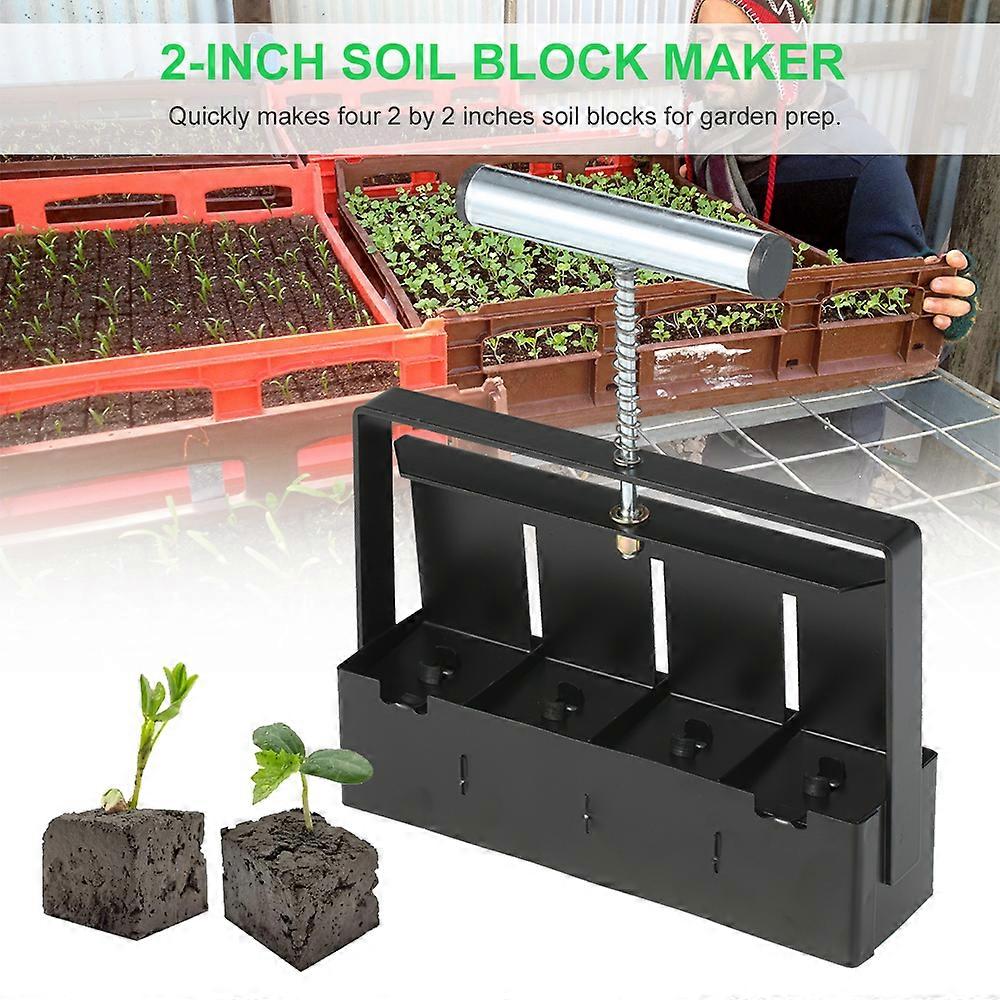 Handheld Soil Blocker 2-Inch Block Maker Soil Blocking Tool with Dibbles Dibbers for Garden Prep