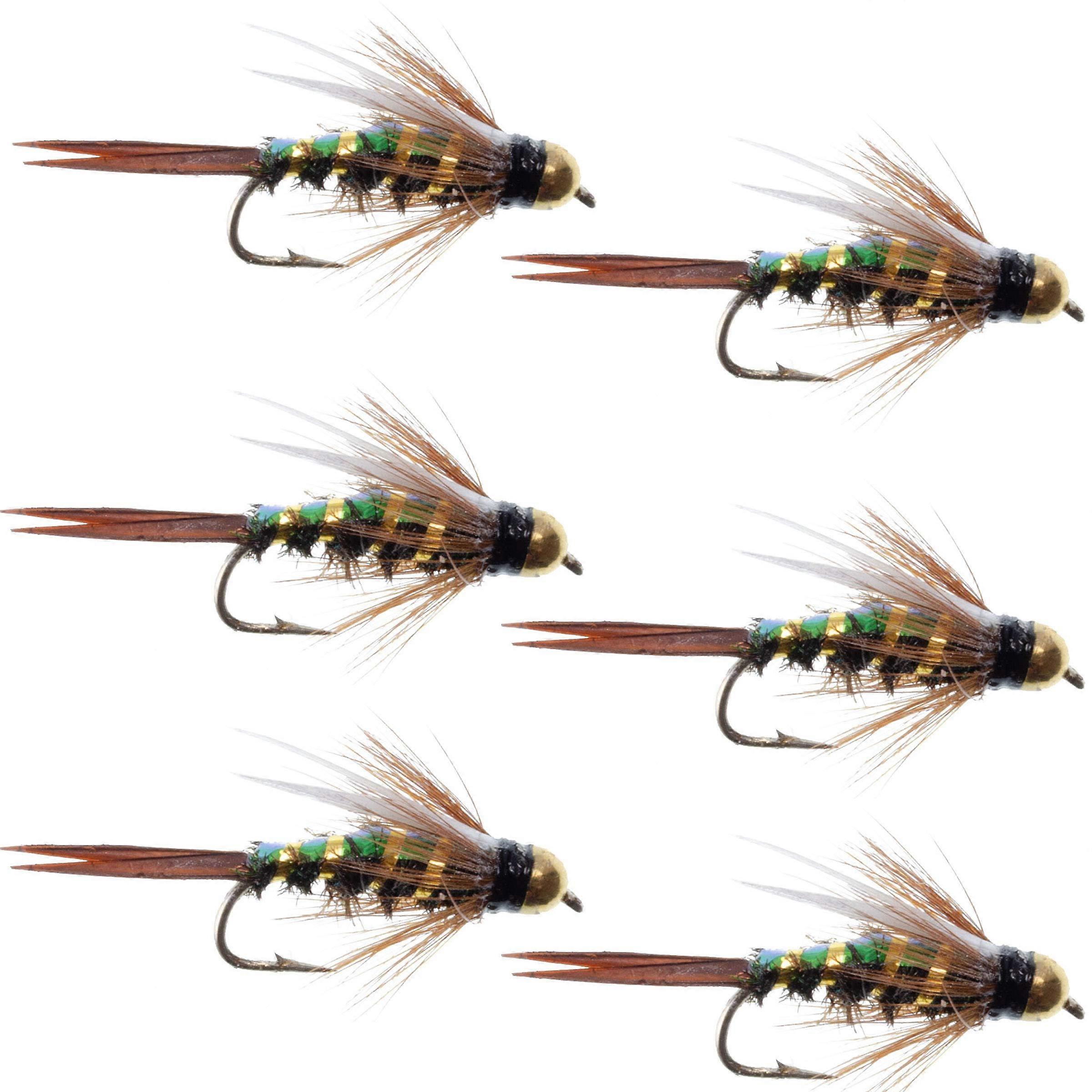 Tungsten Bead Head Flash Back Prince Nymph Fly Flies Fishing Set of 6 Flies Hook Size 12