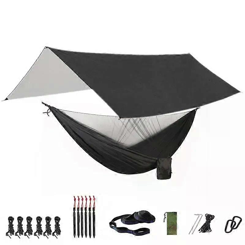 Camping Hammock with Bug Net and Rainfly Tarp,118x118in Portable Waterproof and UV Protection Hammock Tent for Indoor, Outdoor