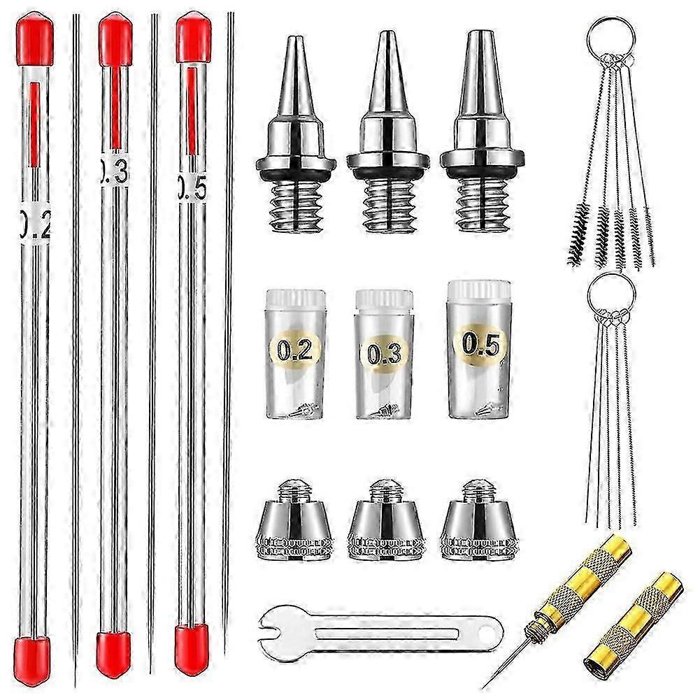 21Pcs Airbrush Nozzle Cap Kit Airbrush Needle Replacement Parts Airbrush Needles Airbrush Cleaning