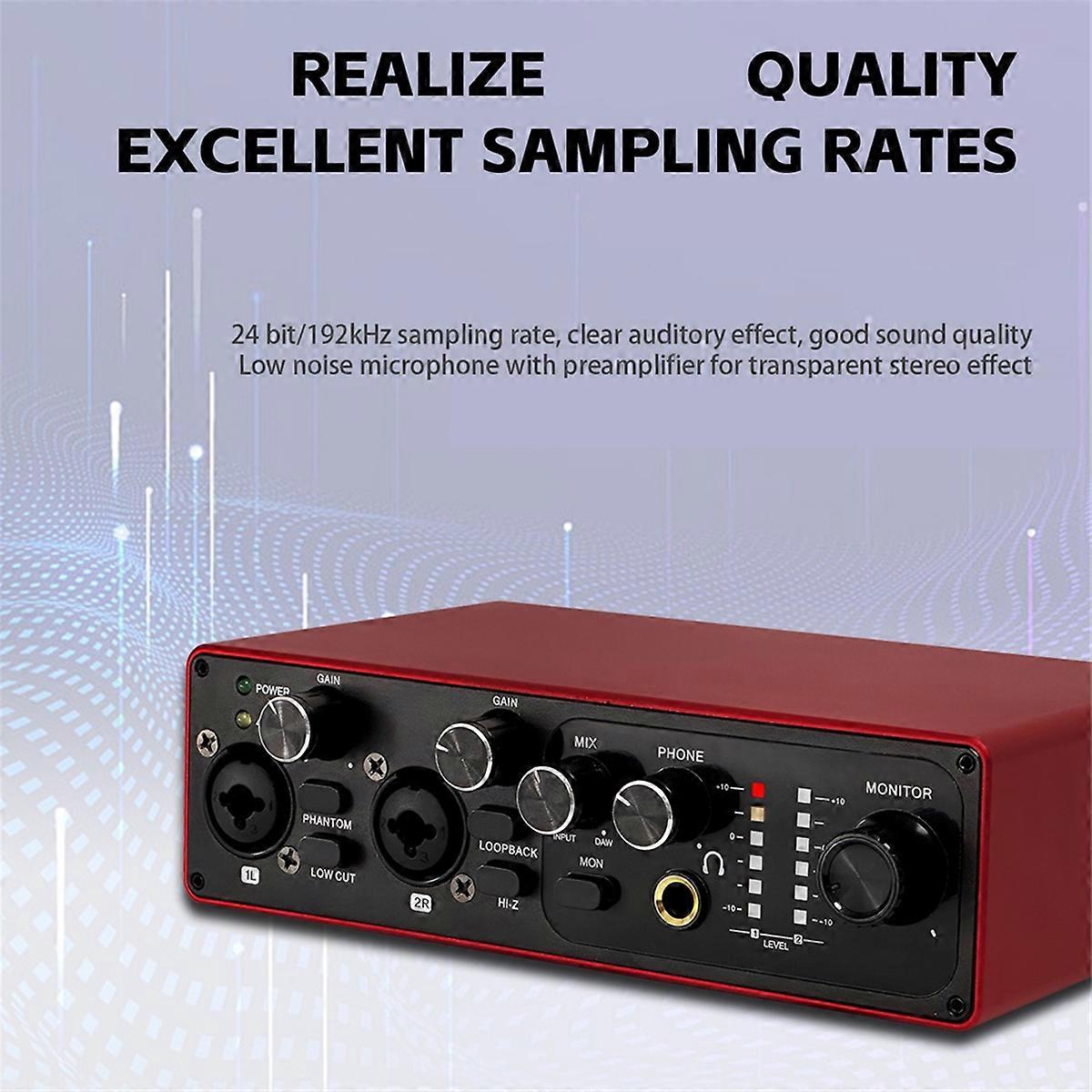 MB22 Professional Sound Card USB Audio Interface 48v Phantom Power Supply for Live Studio Streaming