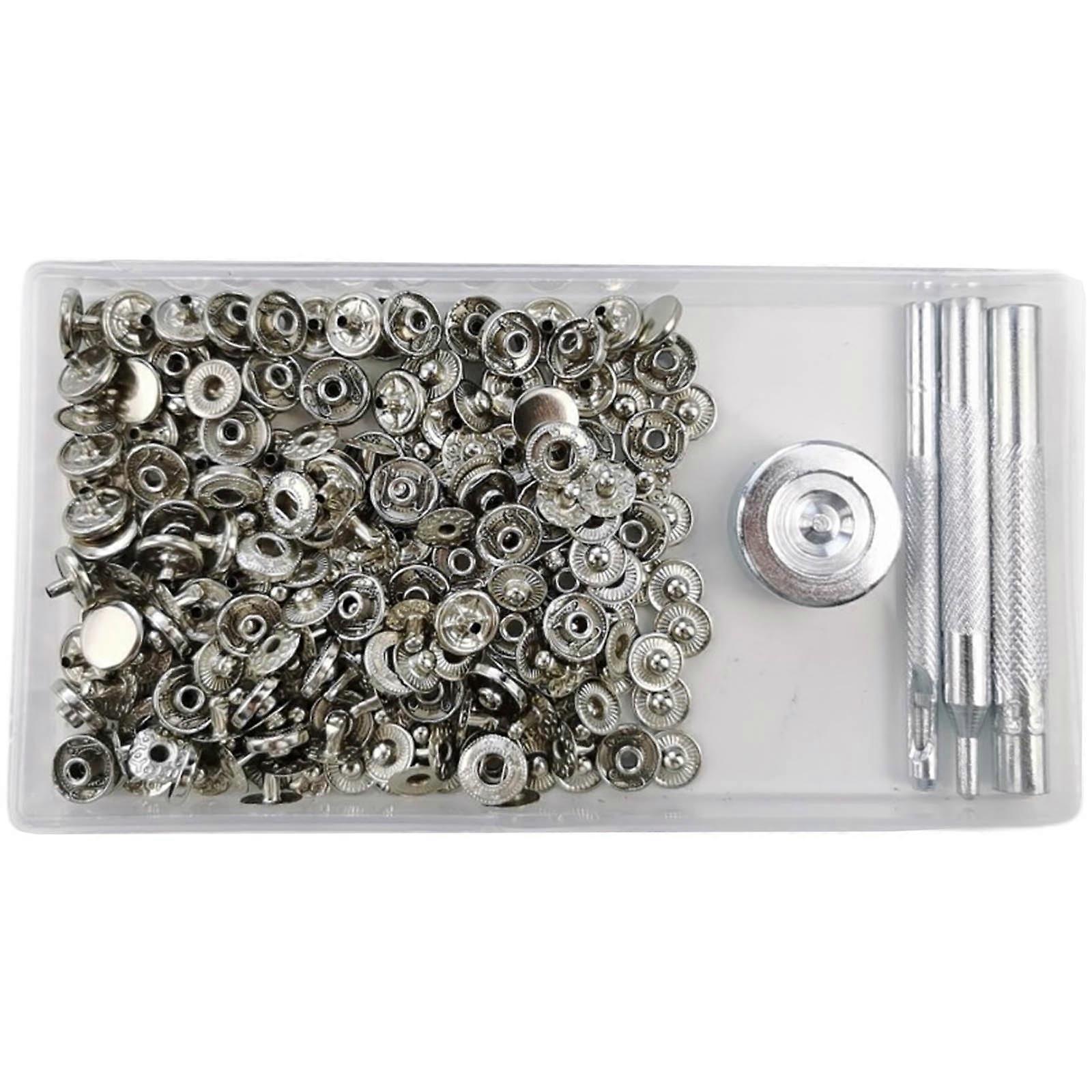 10mm Buttons with Tools Metal Jeans Buttons Multifunctional Button Pins Clothes Buttons Simple Installation for Pants  silver white
